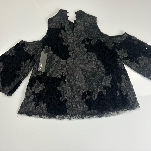 design Lab Lord & Taylor  women’s black off shoulder  blouse Sample S L17-7 - Picture 3 of 5
